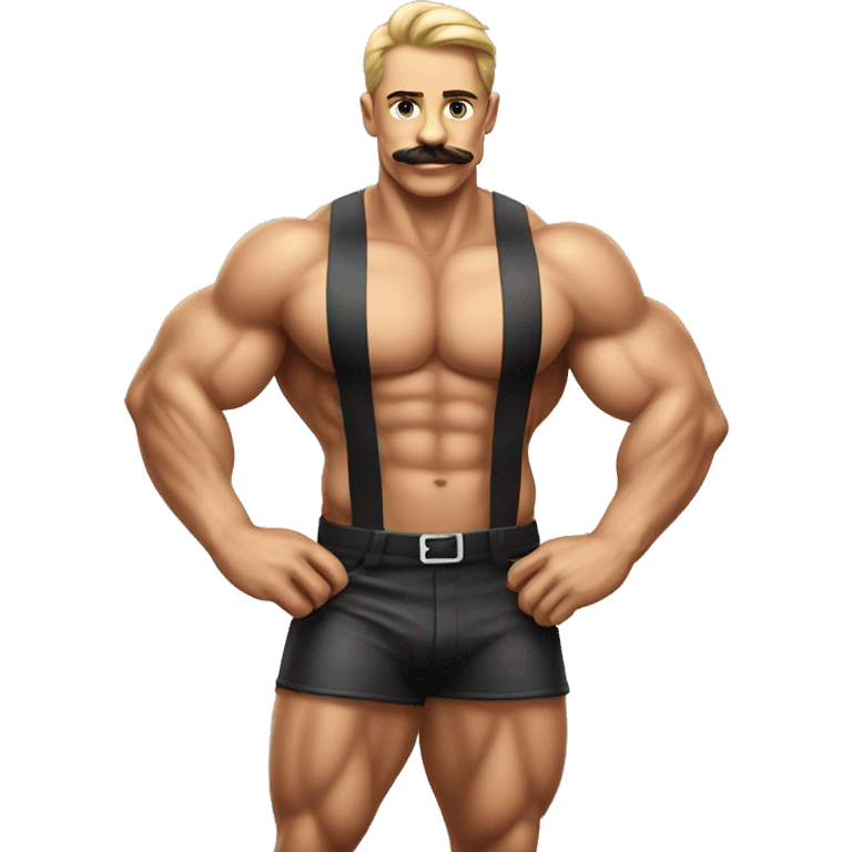 Muscular gay bodybuilder with mustache bikini realistic emoji