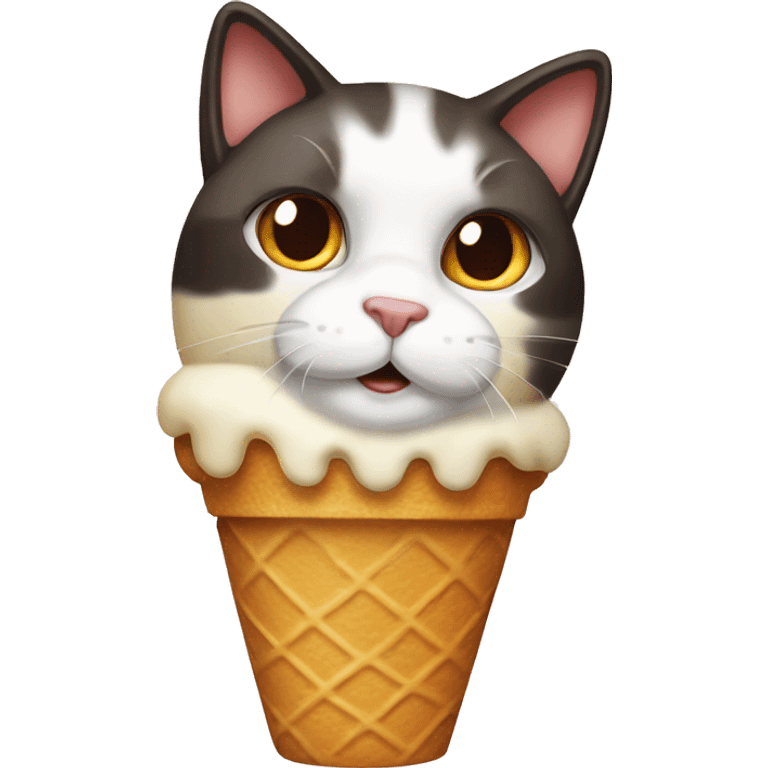 Icecream with calico cat emoji