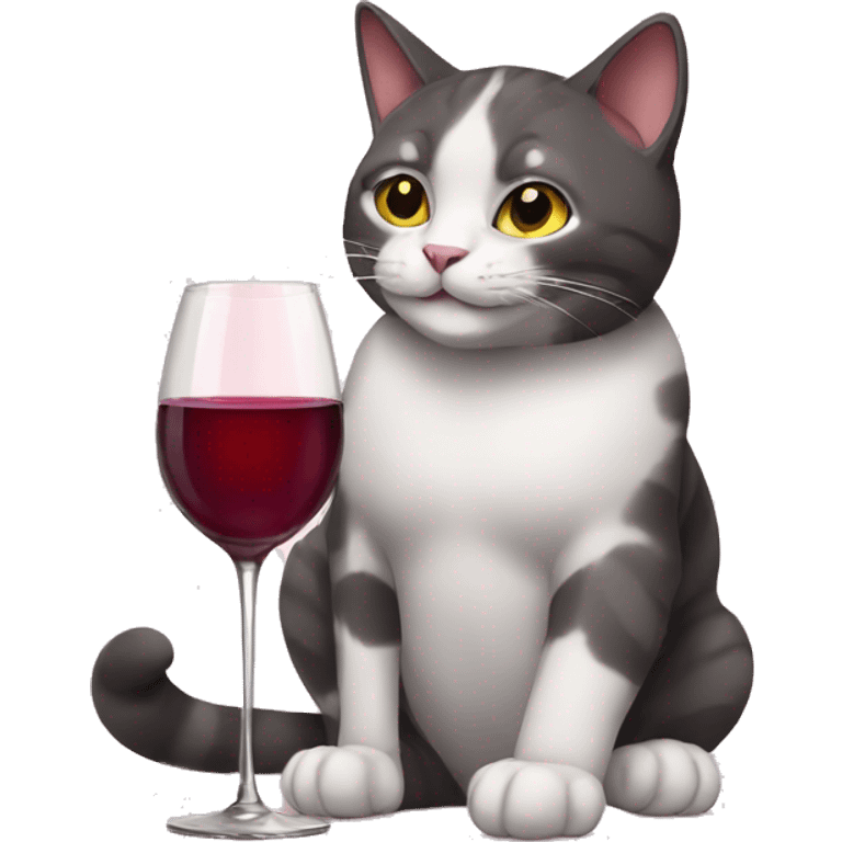 A cat with a glass of wine in his paw emoji