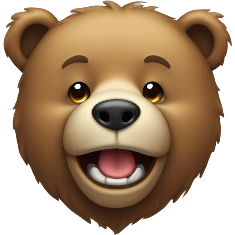 big bear with tear in his eyes, smiling and holding hear emoji