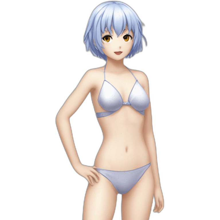 rei ayanami nue, full-body, short-hair, teen, enfant, bikini emoji