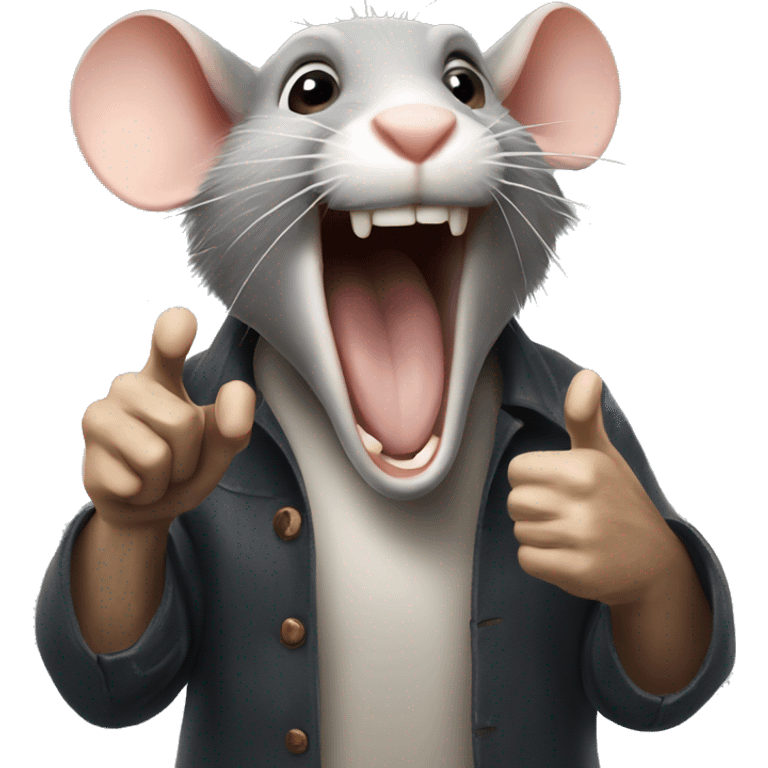 A rat that laugh pointing a finger to the person that read emoji