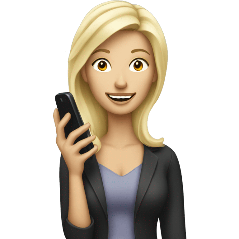 Blonde woman calling on cell phone emoji