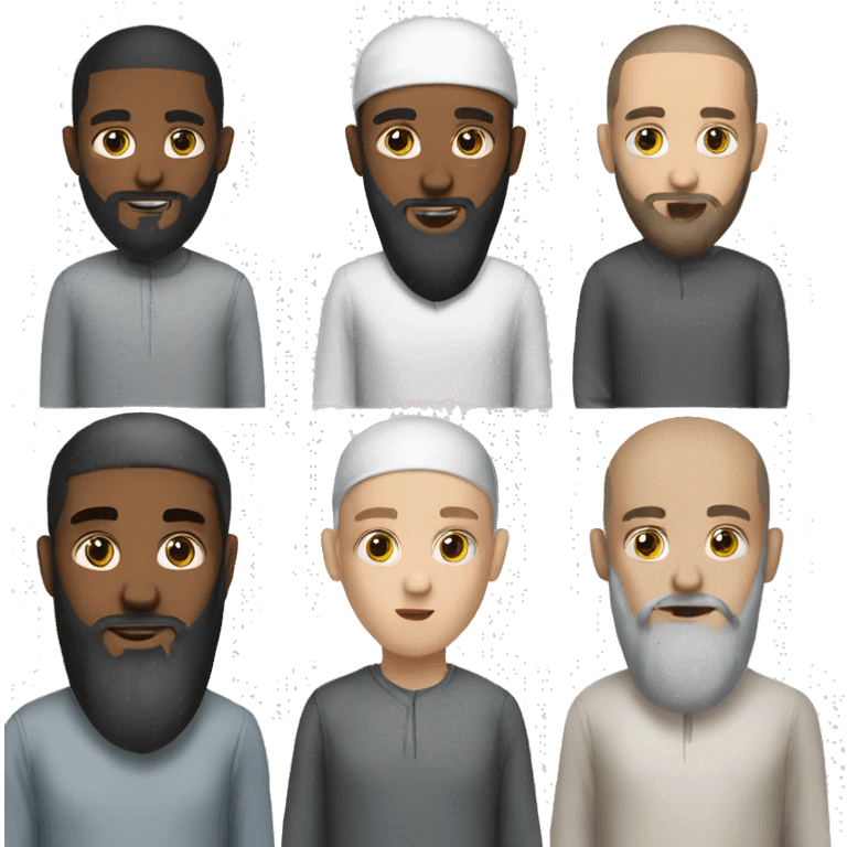 White skin young muslim long beard shaved hair emoji