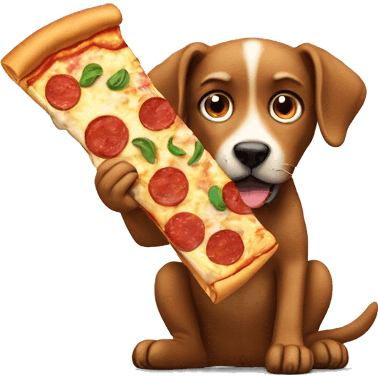 Dog eating pizza emoji