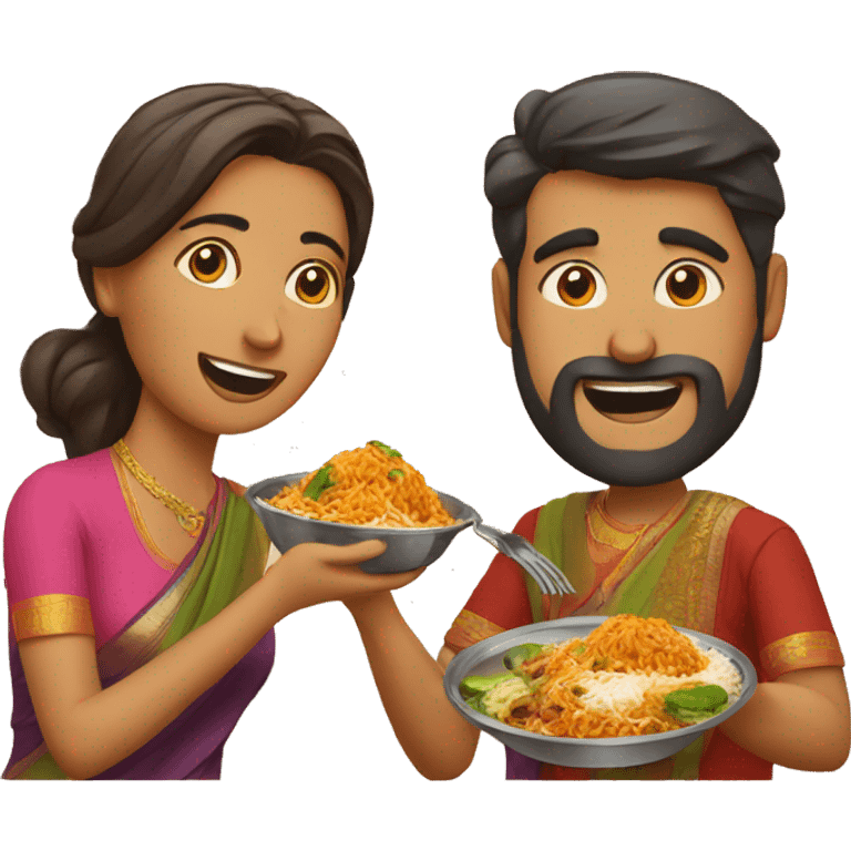 Man anda woman eating biryani  emoji