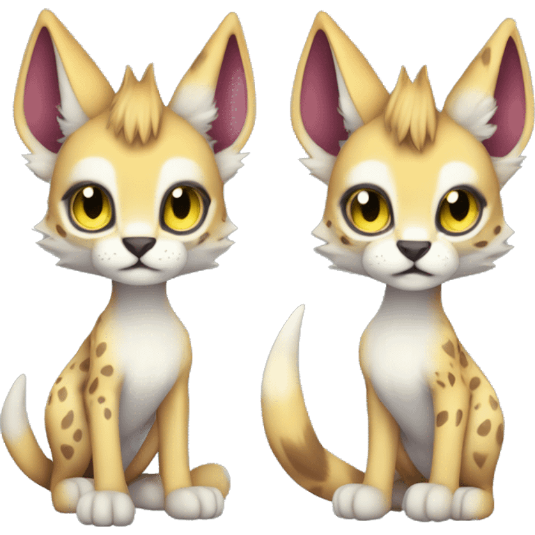 Cute Kawaii Cool Edgy Epic Ethereal Sparkly Colorful Sergal-Serval-Caracal-Vernid full body emoji