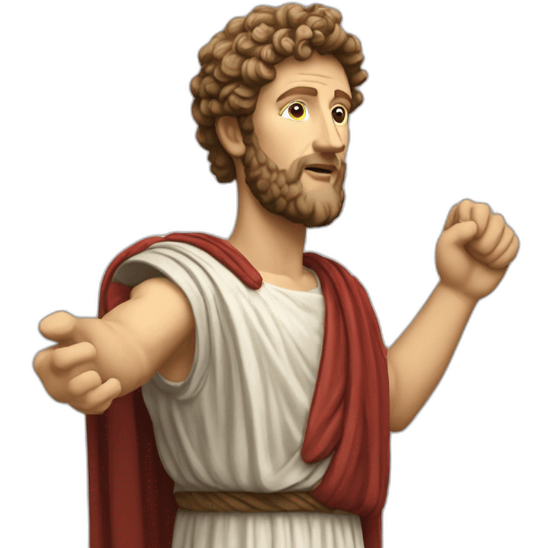 marcus aurelius arms stretched out holding something emoji