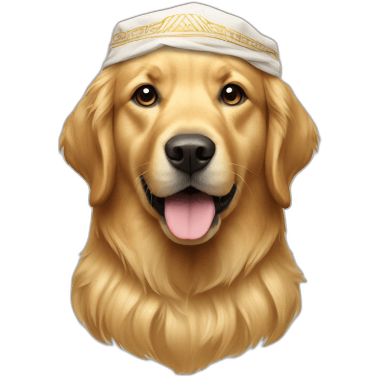 golden retriever dog wearing a Kufiya on its head emoji