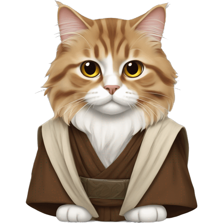 Brown Siberian cat dressed as obi wan kenobi emoji