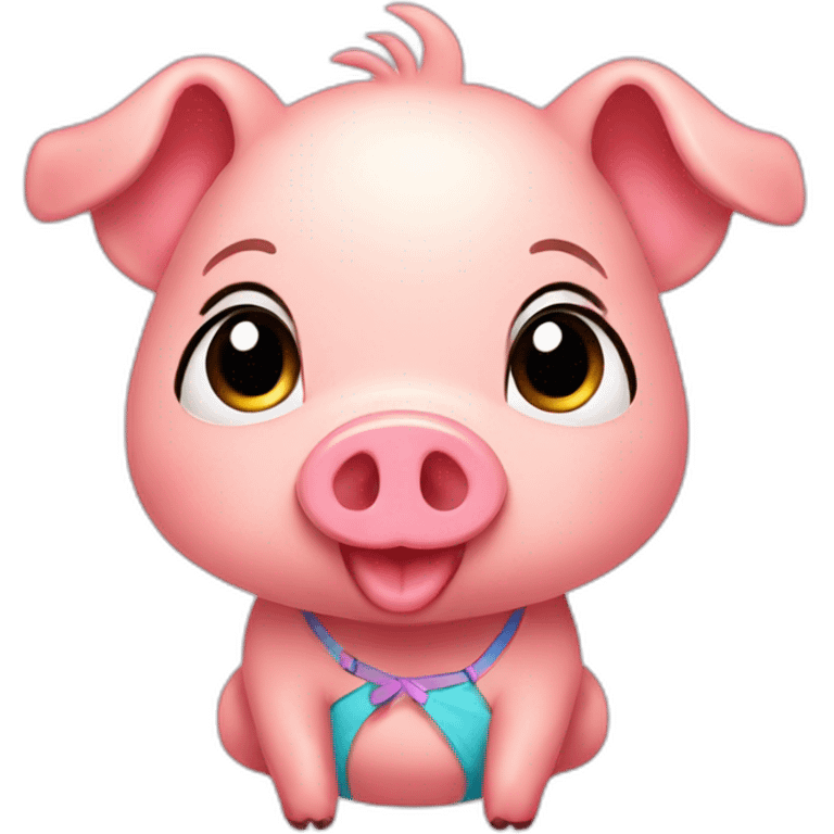 cute pig in a bikini emoji