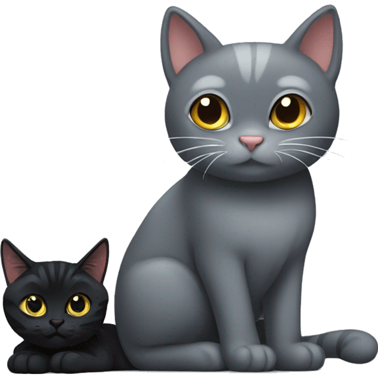 Large gray cat and small black cat emoji