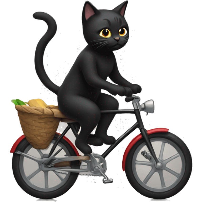 Black cat on a bike  emoji