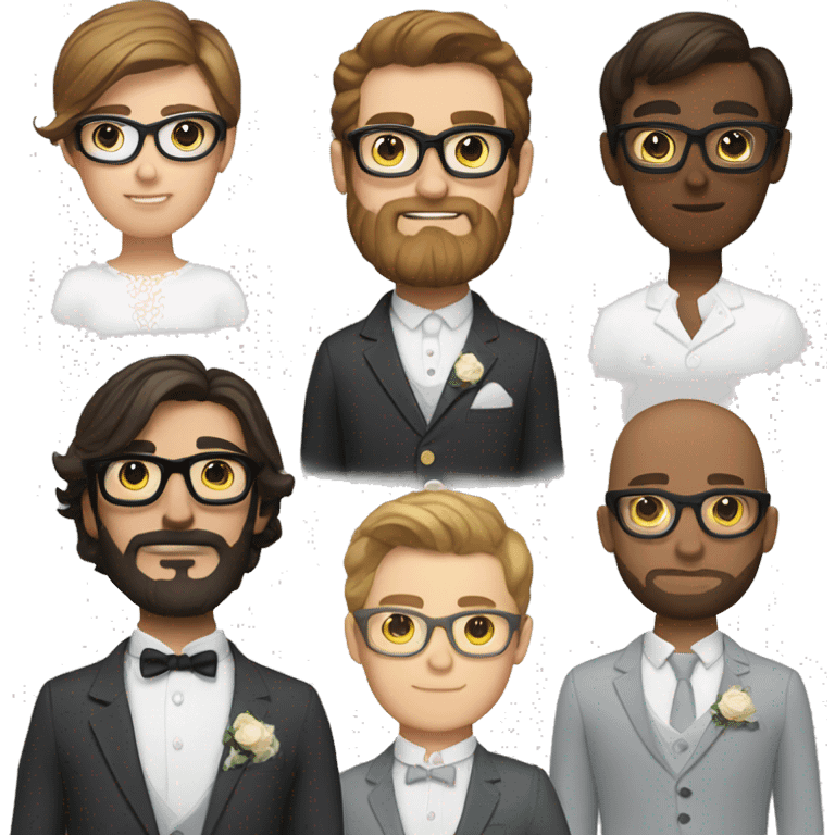 Groom Brown hair Brown eyes fat beard short hair and black glasses emoji