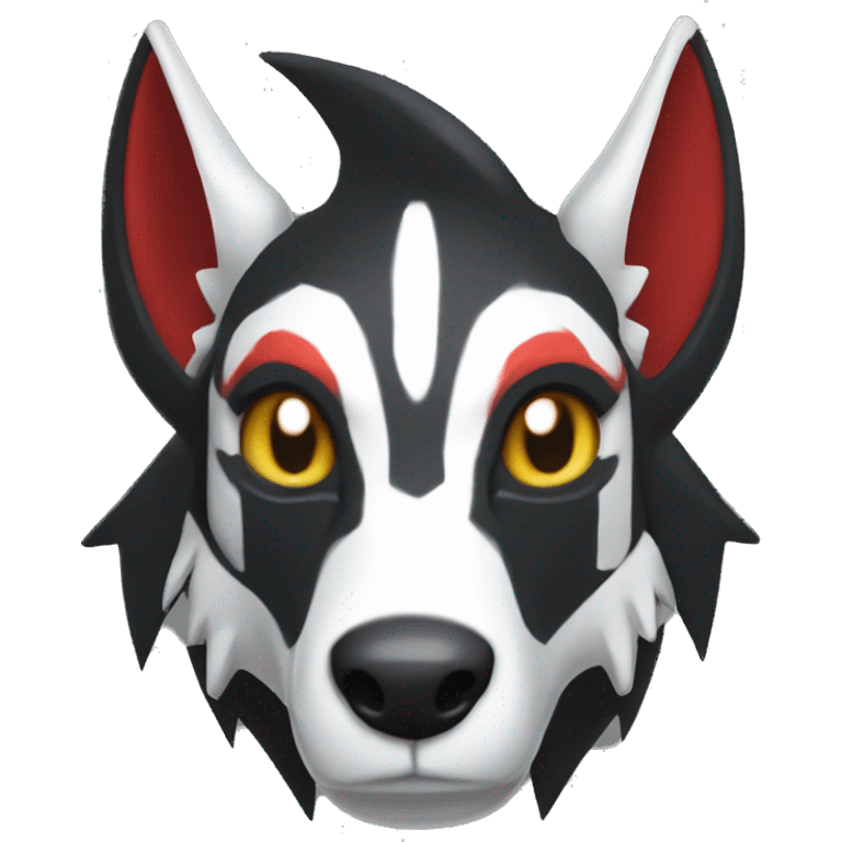 Black Cool Edgy Sergal-Houndoom-Fakémon  with White and Red Edgy markings emoji