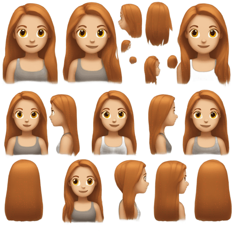 girl has ginger, straight hair. Her hair is long  emoji