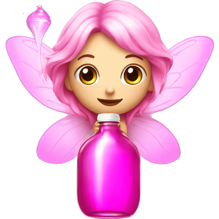 Complete fairy with pink elixir bottle emoji