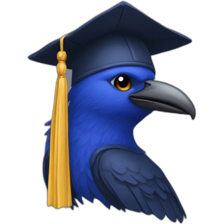 Blue Crow with alumni hat and mantle emoji