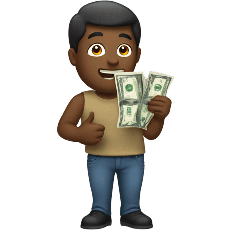 Holding money emoji