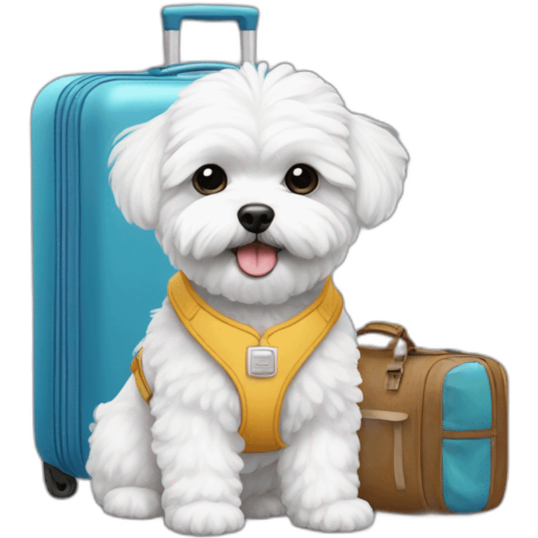 white maltipoo with Hawaiian luggage emoji