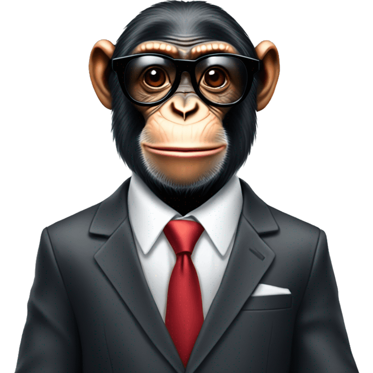 Chimpanzee wearing sunglasses and a suit and tie emoji