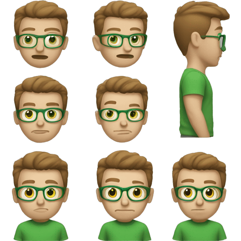 white nerd guy with brown with green t-shirt hair lifting weight emoji