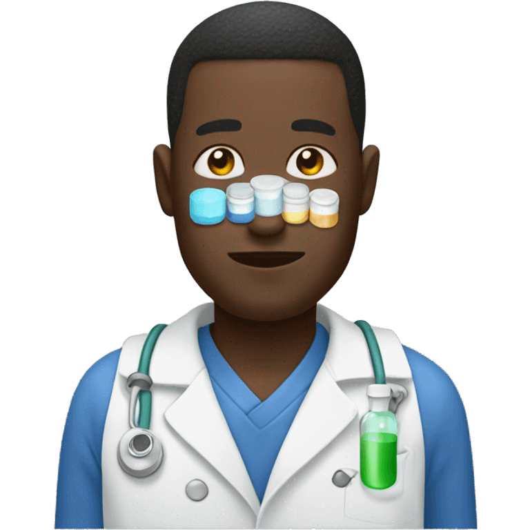 Black man taking medication ￼ emoji