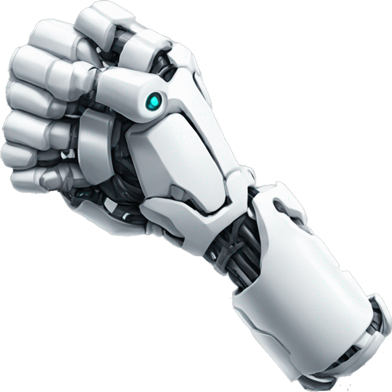 White mechanical cyborg arm and bicep emoji