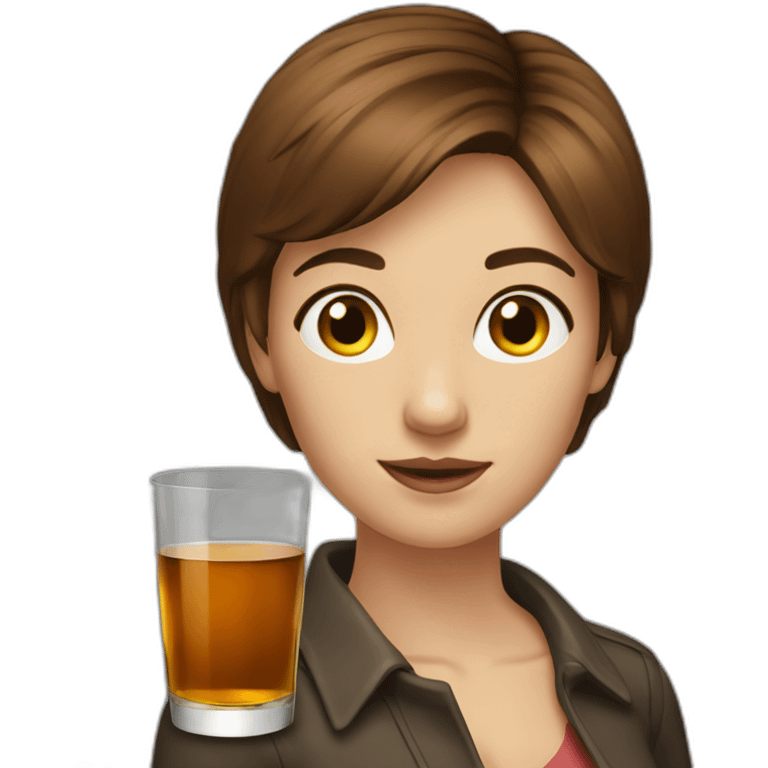 Woman short brown hair drink whisky emoji