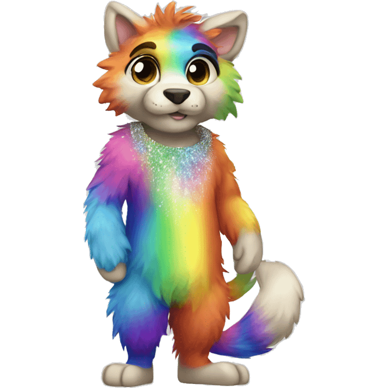 Furry, sparkle, rainbow, animal, anthro, full body emoji