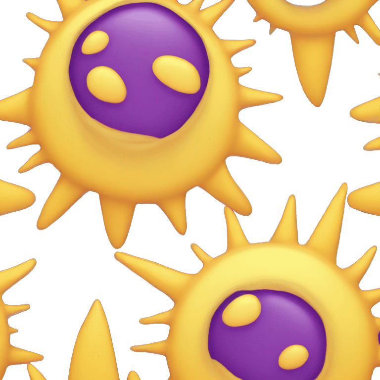 purple and yellow sun emoji