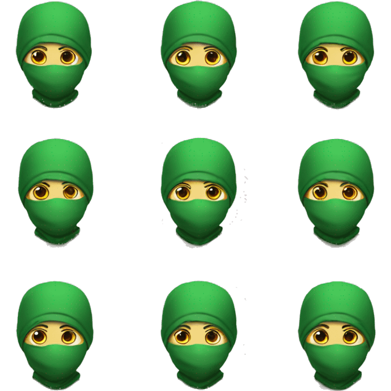 boy with ski mask with green bandana tied around his neck emoji