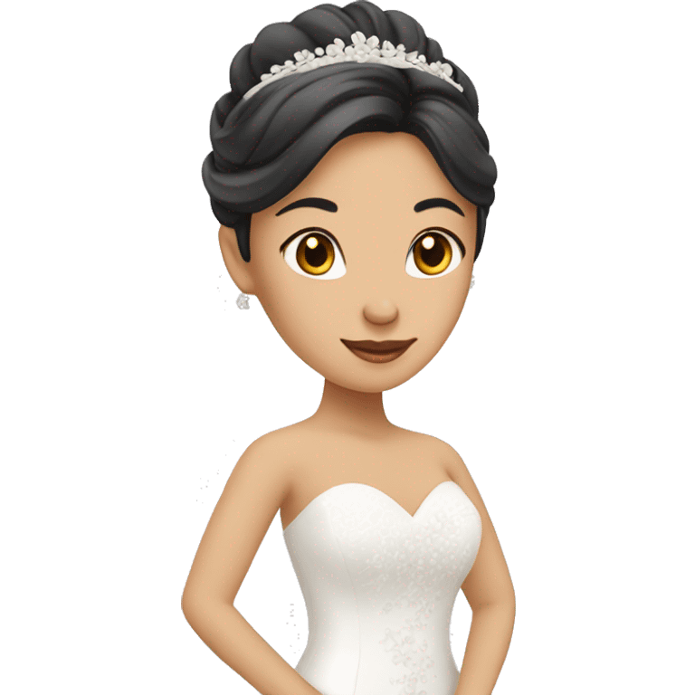 Asian bride with white wedding dress emoji