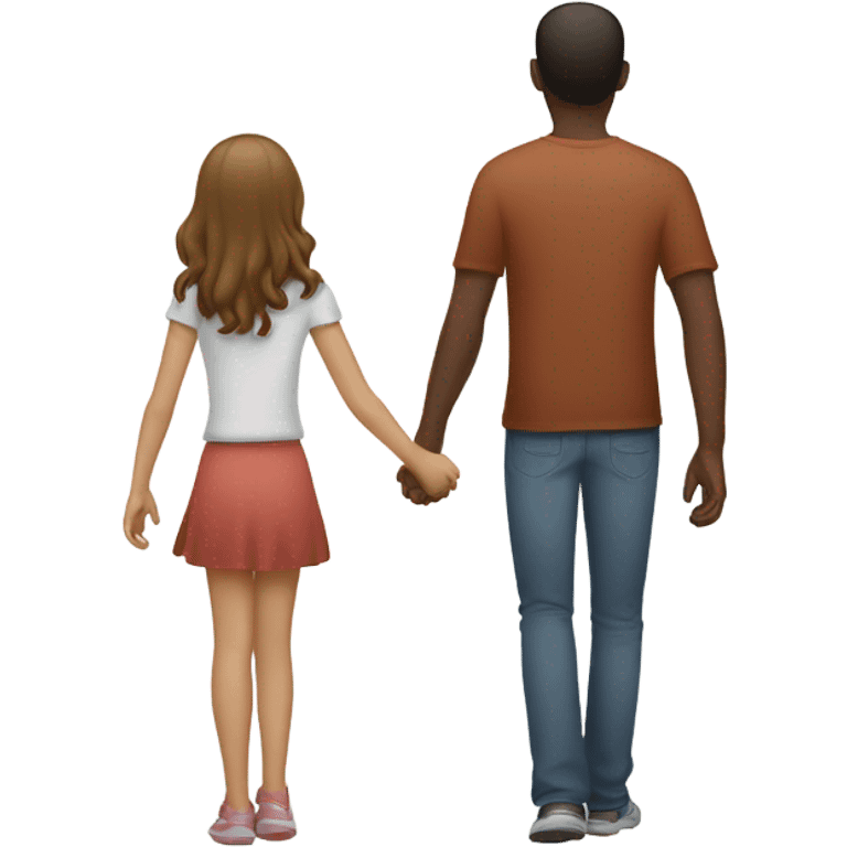 father and daughter holding their hands and seen from the back (white people and like a samsung emoji) emoji