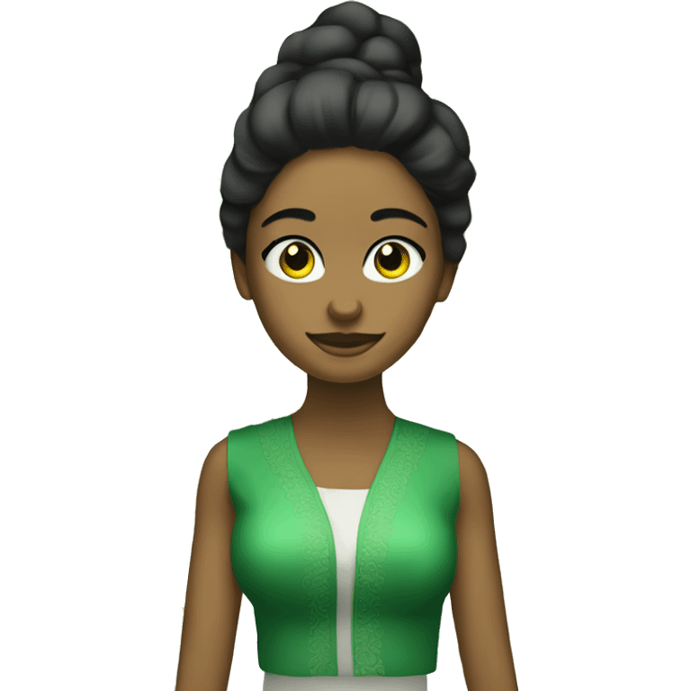 mujer pelo negro,  ojos verdes y espejuelos,  rellenita emoji