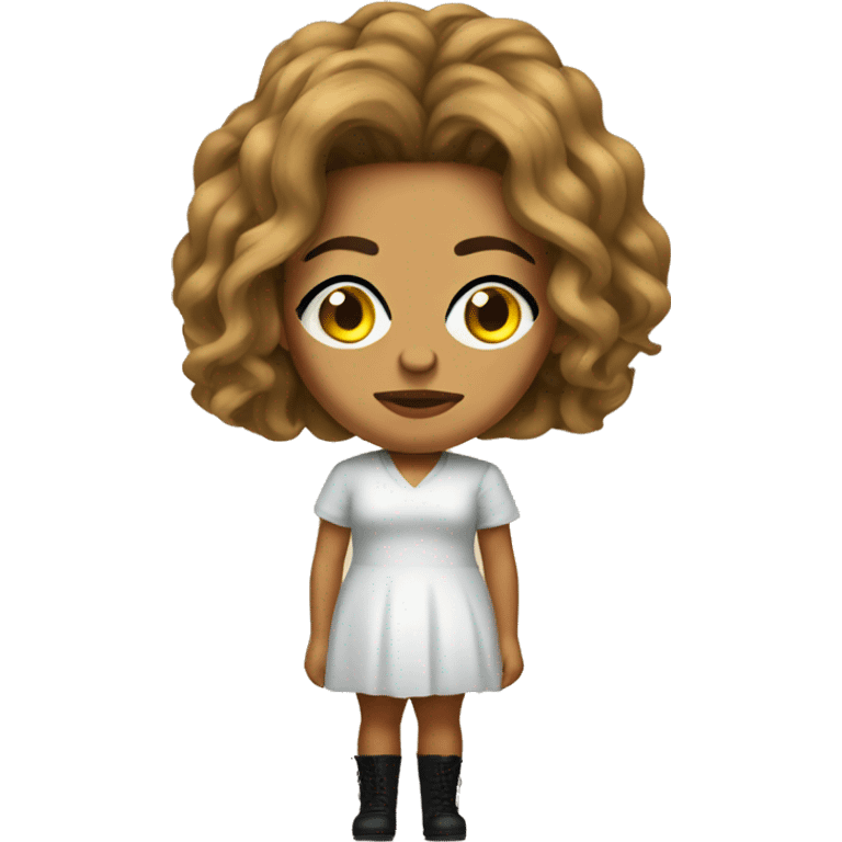 Full-body Beyonce with a big head with sad face emoji