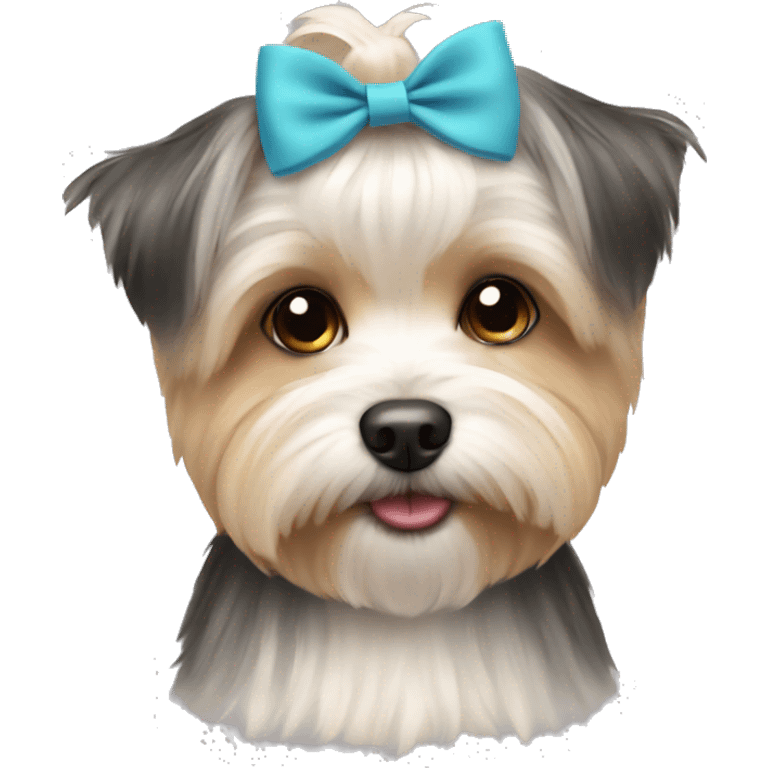 Morkie with a bow emoji