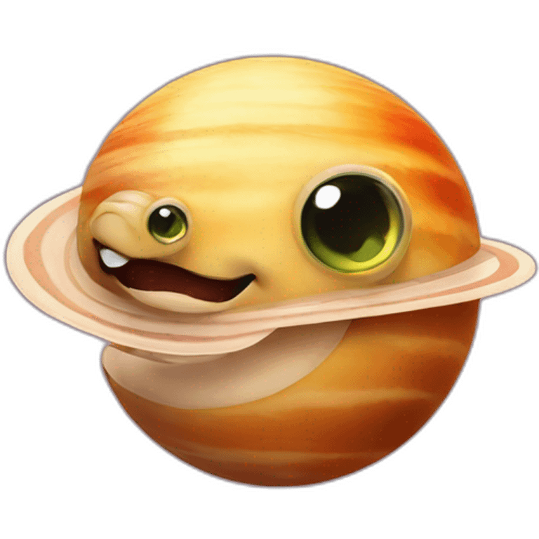 planet Venus with a cartoon smirking snail face emoji