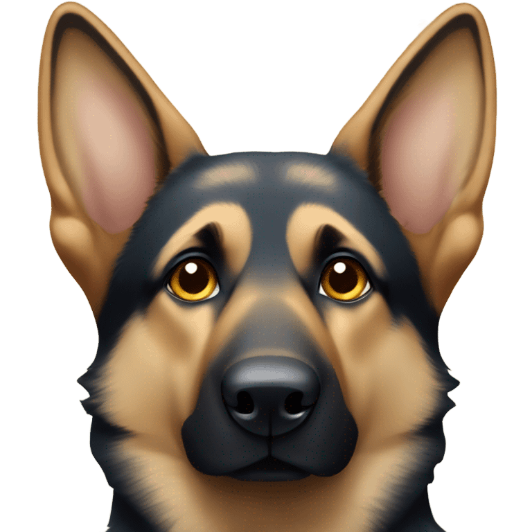 German shepherd with one brown eye and on light blue eye emoji