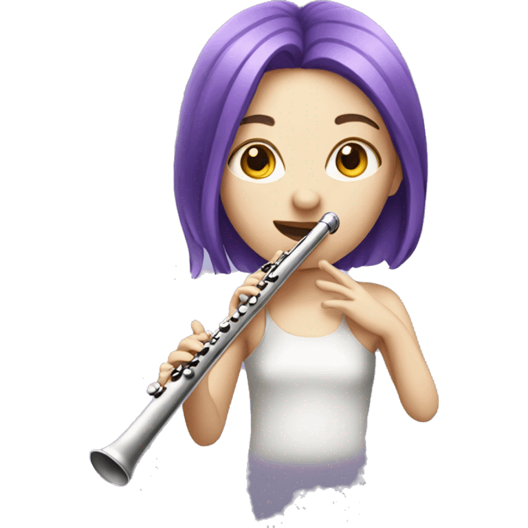 Pale girl with purple hair playing flute emoji