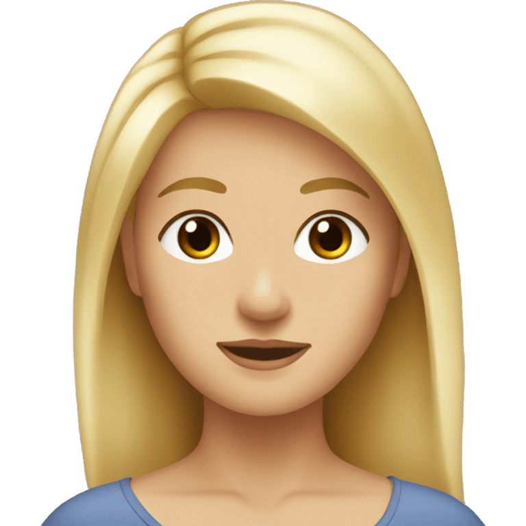 blonde hair, brown eye looks back viewer emoji