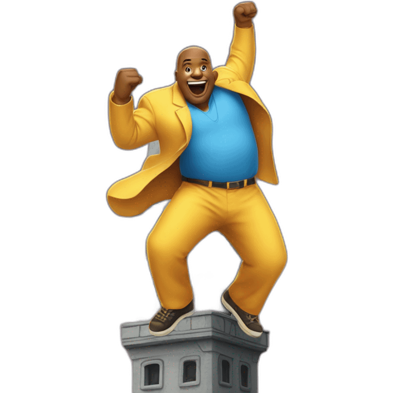 a big man doing the nae nae dance on a tower emoji