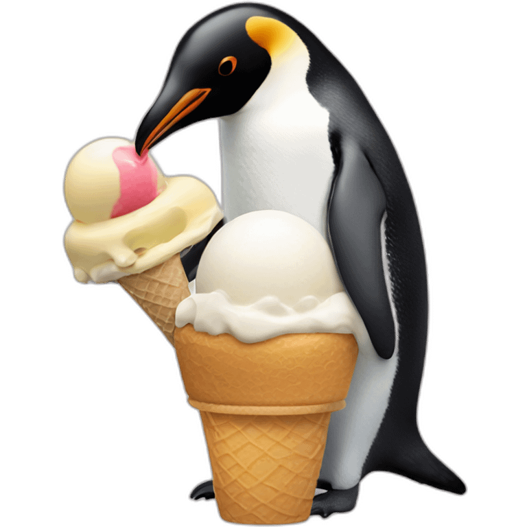 Ice cream eating a penguin emoji