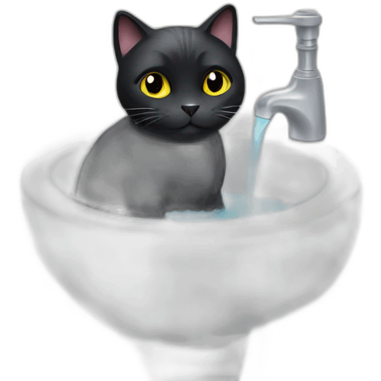 Black cat on lavabo emoji