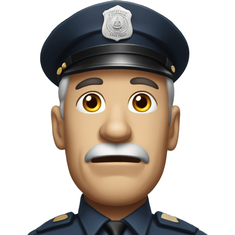 Photorealistic old American policeman is seriously scared emoji