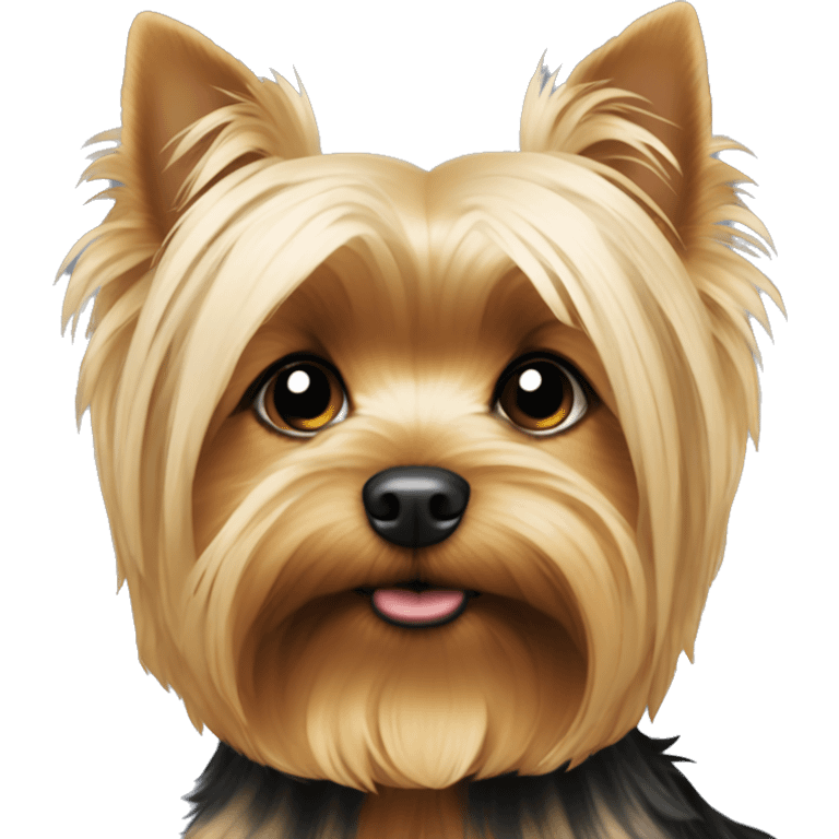 Fluffy blonde yorkie with his ears pointed downwards  emoji