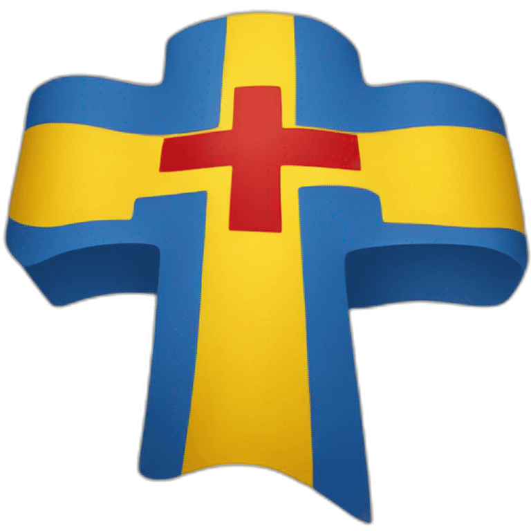 flag emoji with a blue Scandinavian cross with a red outline on a yellow background Ingermanland emoji