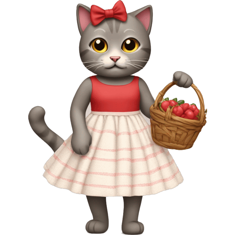 Cat with dress and red baskets emoji