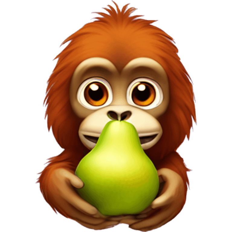 Orang utan holds only one pear emoji