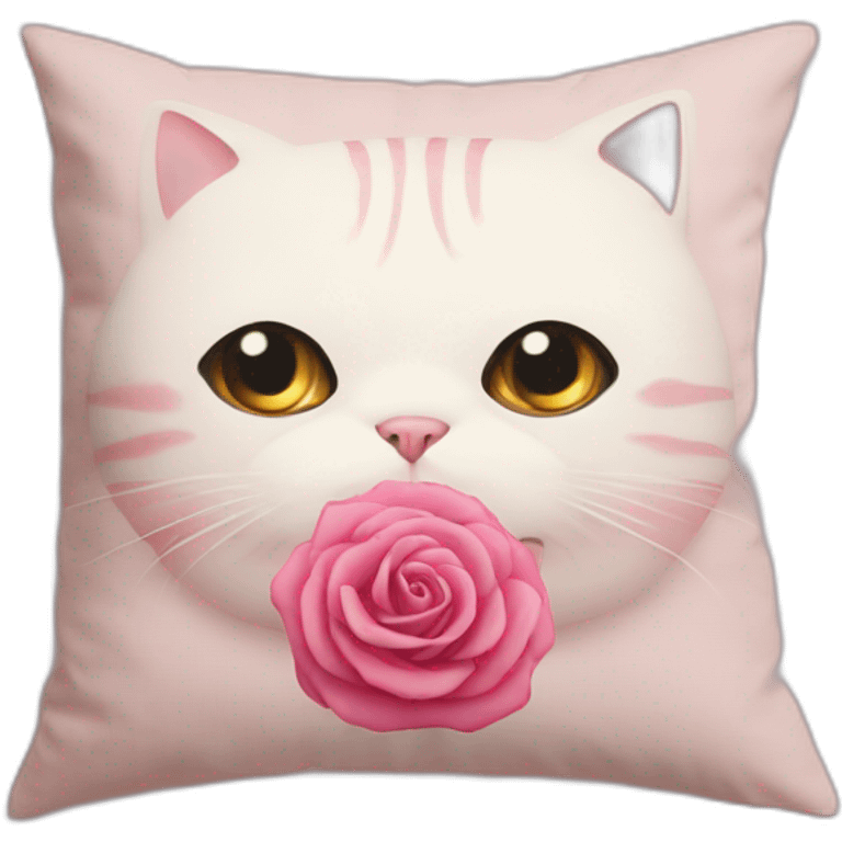 Chat-rose-coussin emoji